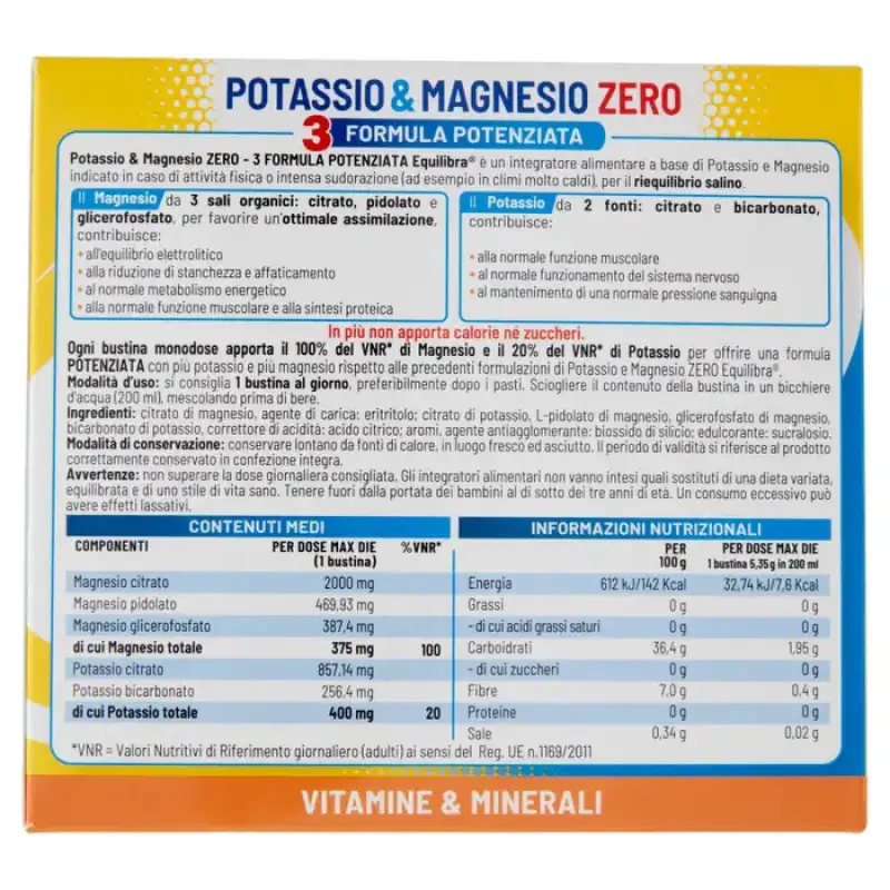 Equilibra Potasiu si Magneziu 3 Formula Imbunatatita Plicuri 18 x 5,35 g Bax 9 buc.